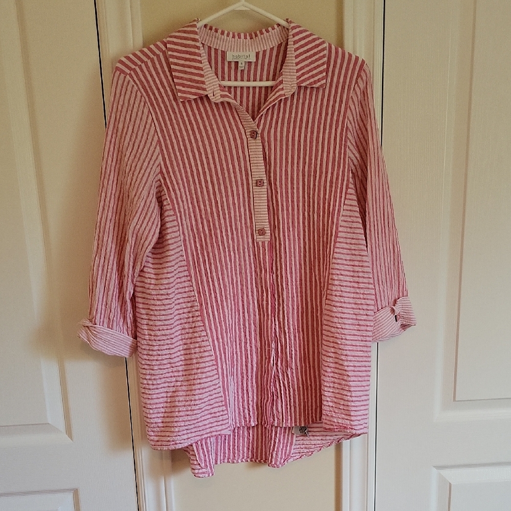 Habitat Pink and White Striped Shirt